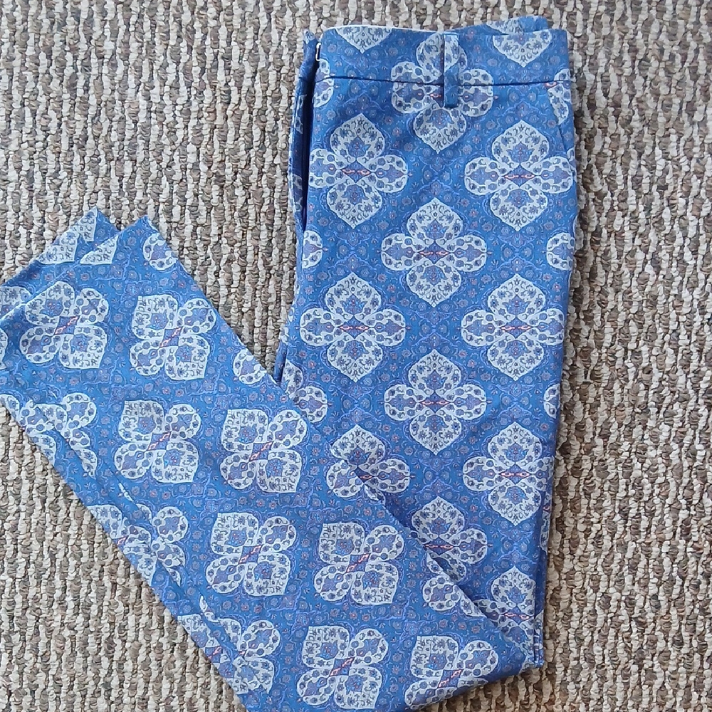 Blue Patterned Pants By Pamela Henson